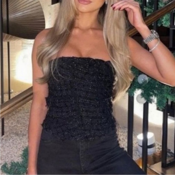 ZARA Limited Edition Black Sparkly Bustier. - Picture 5 of 12